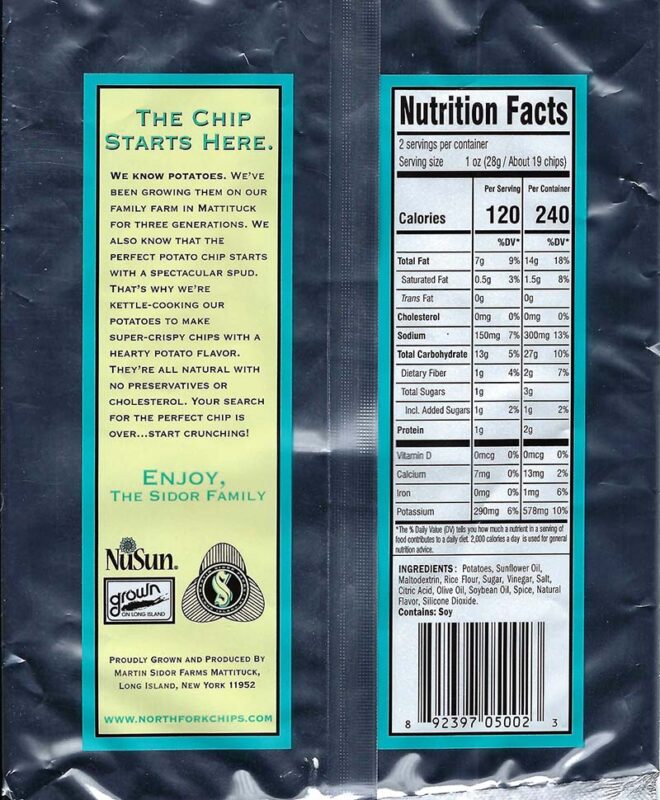 Salt and Vinegar Nutritional Facts 2oz Bags